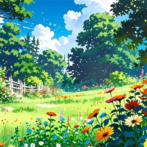Puzzle 500 Teile Erwachsene 45x45cm Rasen Baum Blumen,Jigsaw Puzzle Erwachsene 500 Teile Lernspiel Herausforderung Spielzeug,High Difficulty Impossible Puzzles für Home Dekoration von Zuooyi