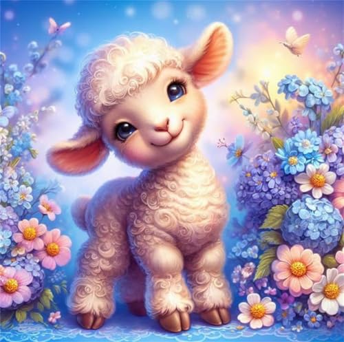 Puzzle 500 Teile Erwachsene 45x45cm Schaf Blaue Hortensie,Jigsaw Puzzle Erwachsene 500 Teile Lernspiel Herausforderung Spielzeug,High Difficulty Impossible Puzzles für Home Dekoration von Zuooyi