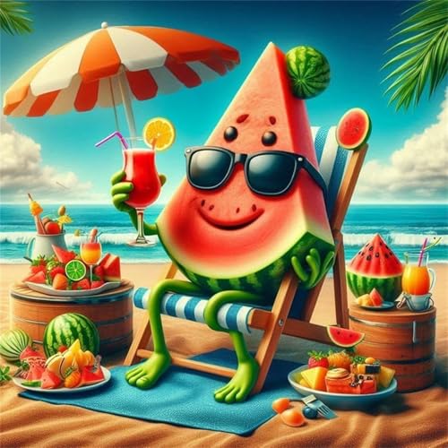 Puzzle 60 Teile Cartoon Wassermelonen-Strand,Puzzles für Erwachsene 60 Teile EIN Herausforderndes Geschicklichkeitsspiel,DIY Puzzlespiele für Die Ganze Familie,Männer Frauen für Geschenk von Zuooyi