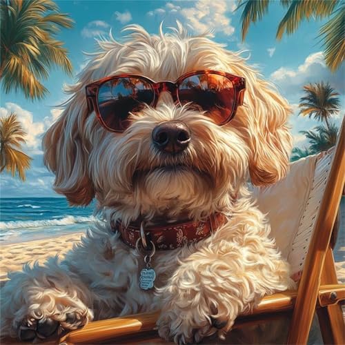 Puzzle 60 Teile Sonnenbrille Urlaub Hund,Puzzles für Erwachsene 60 Teile EIN Herausforderndes Geschicklichkeitsspiel,DIY Puzzlespiele für Die Ganze Familie,Männer Frauen für Geschenk von Zuooyi