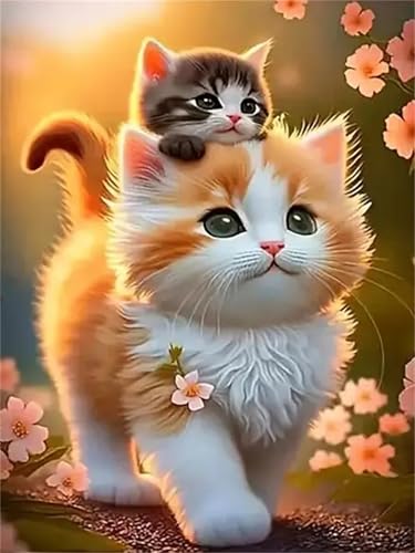 Puzzle 700,Puzzles für Erwachsene,Orange Katzenblume Puzzles für Kinder DIY Kit Holzspielzeug Unique Gift Home Decor Frameless von Zuooyi