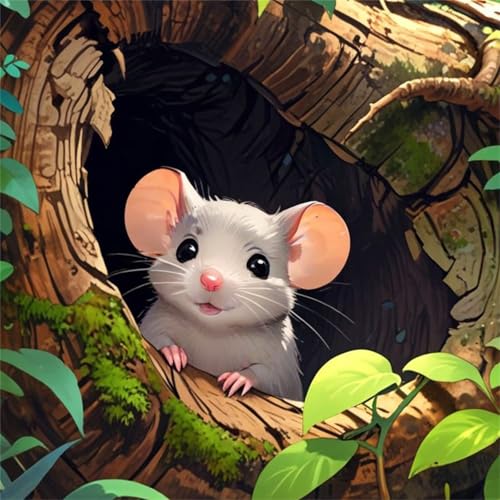 Puzzle 90 Teile für Erwachsene Baumloch-Maus,30x30cm Klassisches Puzzles Lernspiel für Erwachsene,Bunte Kunstwerk Puzzle,Wunderschönes Dekoration Puzzles Geschenke von Zuooyi