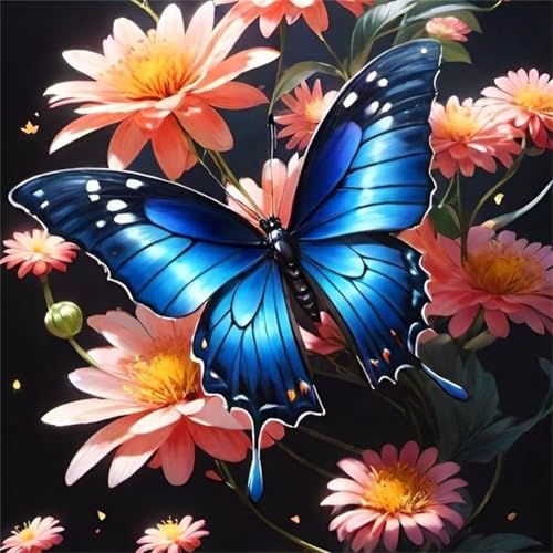 Puzzle 90 Teile für Erwachsene Blauer Schmetterling Gänseblümchen,30x30cm Klassisches Puzzles Lernspiel für Erwachsene,Bunte Kunstwerk Puzzle,Wunderschönes Dekoration Puzzles Geschenke von Zuooyi