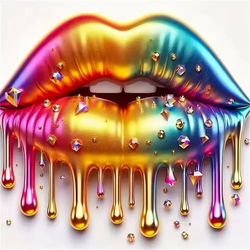 Puzzle 90 Teile für Erwachsene Bunte Lippen,30x30cm Klassisches Puzzles Lernspiel für Erwachsene,Bunte Kunstwerk Puzzle,Wunderschönes Dekoration Puzzles Geschenke von Zuooyi