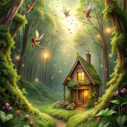 Puzzle 90 Teile für Erwachsene Fairy Grove Ferienhaus,30x30cm Klassisches Puzzles Lernspiel für Erwachsene,Bunte Kunstwerk Puzzle,Wunderschönes Dekoration Puzzles Geschenke von Zuooyi