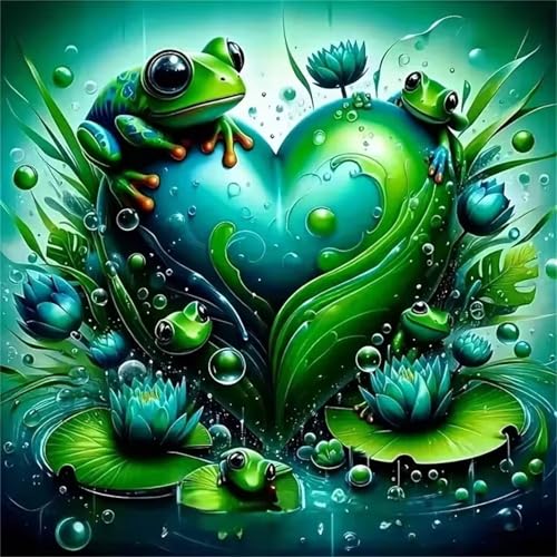 Puzzle 90 Teile für Erwachsene Grünes Froschherz,30x30cm Klassisches Puzzles Lernspiel für Erwachsene,Bunte Kunstwerk Puzzle,Wunderschönes Dekoration Puzzles Geschenke von Zuooyi