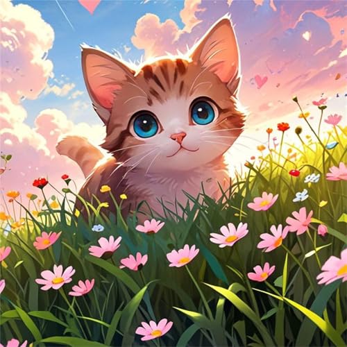 Puzzle 90 Teile für Erwachsene Katze Wildblume,30x30cm Klassisches Puzzles Lernspiel für Erwachsene,Bunte Kunstwerk Puzzle,Wunderschönes Dekoration Puzzles Geschenke von Zuooyi