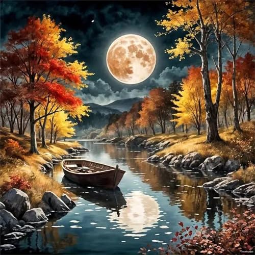 Puzzle 90 Teile für Erwachsene Mondbaum-Boot,30x30cm Klassisches Puzzles Lernspiel für Erwachsene,Bunte Kunstwerk Puzzle,Wunderschönes Dekoration Puzzles Geschenke von Zuooyi