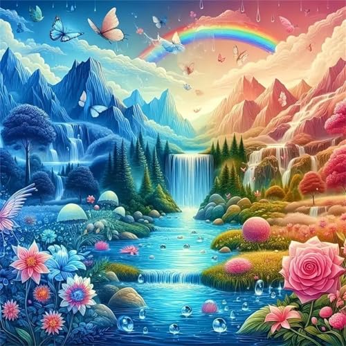 Puzzle 90 Teile für Erwachsene Regenbogen-Naturlandschaft,30x30cm Klassisches Puzzles Lernspiel für Erwachsene,Bunte Kunstwerk Puzzle,Wunderschönes Dekoration Puzzles Geschenke von Zuooyi