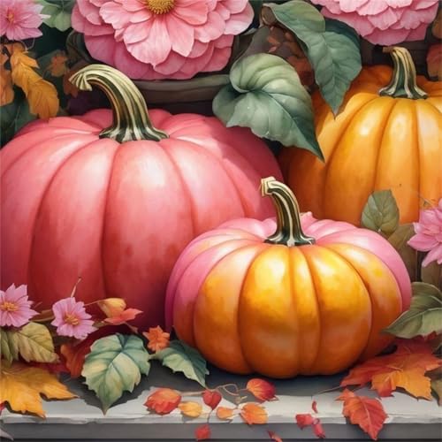 Puzzle 90 Teile für Erwachsene Rosa Kürbis,30x30cm Klassisches Puzzles Lernspiel für Erwachsene,Bunte Kunstwerk Puzzle,Wunderschönes Dekoration Puzzles Geschenke von Zuooyi