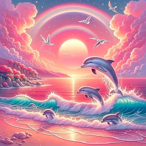 Puzzle 90 Teile für Erwachsene Rosa Wolkendelfin,30x30cm Klassisches Puzzles Lernspiel für Erwachsene,Bunte Kunstwerk Puzzle,Wunderschönes Dekoration Puzzles Geschenke von Zuooyi