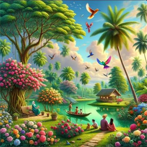 Puzzle 90 Teile für Erwachsene Tropischer Baumgarten,30x30cm Klassisches Puzzles Lernspiel für Erwachsene,Bunte Kunstwerk Puzzle,Wunderschönes Dekoration Puzzles Geschenke von Zuooyi
