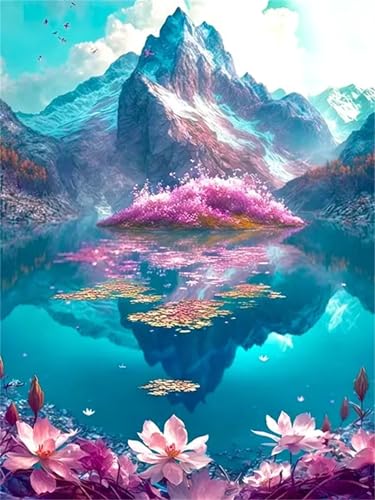 Puzzle Erwachsene 1000 Teile,Bergsee Blume Puzzle Adults,Puzzles für Erwachsene Lernspiel Herausforderungsspielzeug für Gift Home Decor Framed von Zuooyi