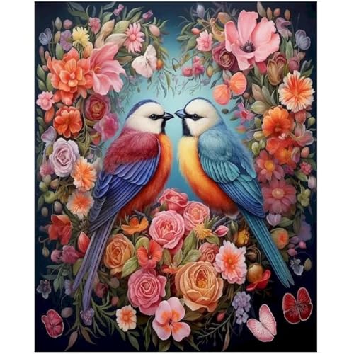 Puzzle Erwachsene 1000 Teile,Blumenpaar Vögelchen Puzzle Adults,Puzzles für Erwachsene Lernspiel Herausforderungsspielzeug für Gift Home Decor Framed von Zuooyi