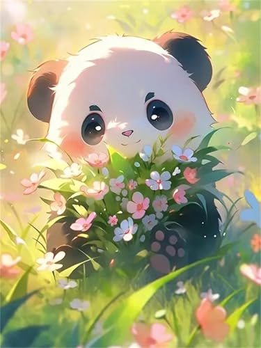 Puzzle Erwachsene 1000 Teile,Blumenstrauß Panda Puzzle Adults,Puzzles für Erwachsene Lernspiel Herausforderungsspielzeug für Gift Home Decor Framed von Zuooyi