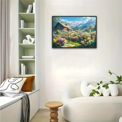 Puzzle Erwachsene 1000 Teile,Chalet Blumen Puzzle Adults,Puzzles für Erwachsene Lernspiel Herausforderungsspielzeug für Gift Home Decor Framed von Zuooyi