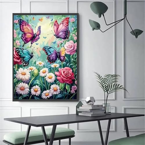 Puzzle Erwachsene 1000 Teile,Fantasie Schmetterlinge Blumen Puzzle Adults,Puzzles für Erwachsene Lernspiel Herausforderungsspielzeug für Gift Home Decor Framed von Zuooyi