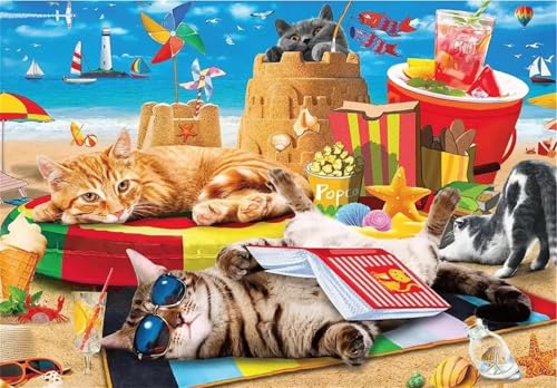 Puzzle Erwachsene 1000 Teile,Katzenstrand Puzzle Adults,Puzzles für Erwachsene Lernspiel Herausforderungsspielzeug für Gift Home Decor Frameless Puzzle Erwachsene 1000 Teile,Katzenstrand Puzzle Adults,Puzzles für Erwachsene Lernspiel Herausforderungsspielzeug für Gift Home Decor Frameless von Zuooyi