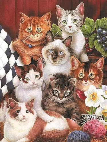 Puzzle Erwachsene 1000 Teile,Katzentrauben Puzzle Adults,Puzzles für Erwachsene Lernspiel Herausforderungsspielzeug für Gift Home Decor Frameless von Zuooyi