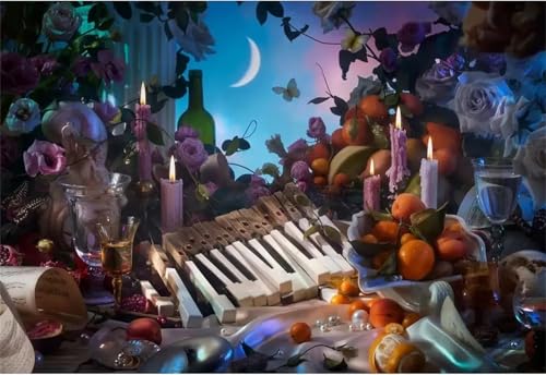 Puzzle Erwachsene 1000 Teile,Kerze Fruchtblume Puzzle Adults,Puzzles für Erwachsene Lernspiel Herausforderungsspielzeug für Gift Home Decor Frameless von Zuooyi