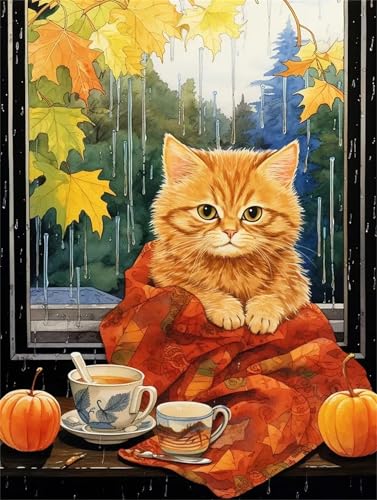 Puzzle Erwachsene 1000 Teile,Kürbis-Kaffee-Katze Puzzle Adults,Puzzles für Erwachsene Lernspiel Herausforderungsspielzeug für Gift Home Decor Frameless von Zuooyi