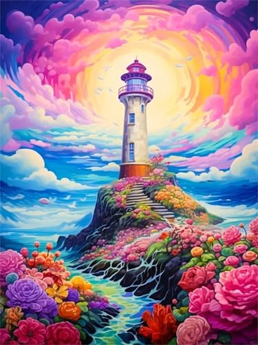 Puzzle Erwachsene 1000 Teile,Leuchtturmblume Puzzle Adults,Puzzles für Erwachsene Lernspiel Herausforderungsspielzeug für Gift Home Decor Frameless von Zuooyi