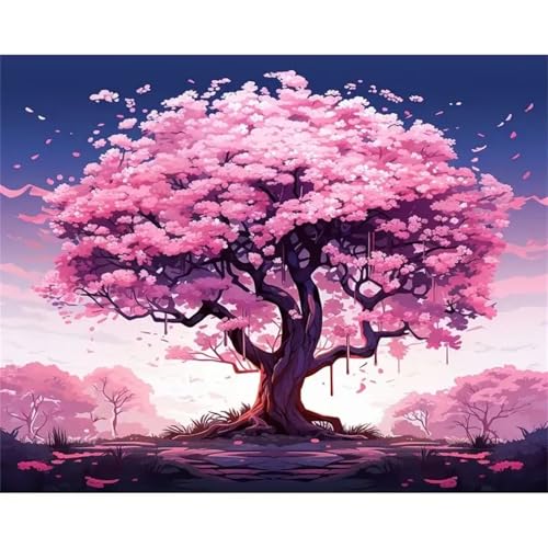 Puzzle Erwachsene 1000 Teile,Rosa Baum Puzzle Adults,Puzzles für Erwachsene Lernspiel Herausforderungsspielzeug für Gift Home Decor Framed von Zuooyi