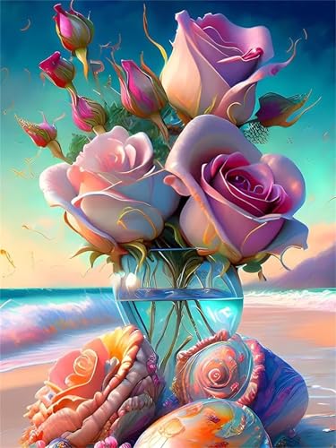 Puzzle Erwachsene 1000 Teile,Rosen am Meer Puzzle Adults,Puzzles für Erwachsene Lernspiel Herausforderungsspielzeug für Gift Home Decor Framed von Zuooyi