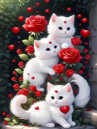 Puzzle Erwachsene 1000 Teile,Rote Rosenkatze Puzzle Adults,Puzzles für Erwachsene Lernspiel Herausforderungsspielzeug für Gift Home Decor Framed von Zuooyi