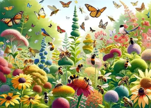 Puzzle Erwachsene 1000 Teile,Schmetterlinge Bienen Vögel Puzzle Adults,Puzzles für Erwachsene Lernspiel Herausforderungsspielzeug für Gift Home Decor Frameless von Zuooyi
