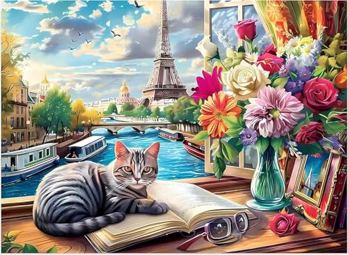 Puzzle Erwachsene 1000 Teile,Schreibtisch Katze Blume Puzzle Adults,Puzzles für Erwachsene Lernspiel Herausforderungsspielzeug für Gift Home Decor Framed Puzzle Erwachsene 1000 Teile,Schreibtisch Katze Blume Puzzle Adults,Puzzles für Erwachsene Lernspiel Herausforderungsspielzeug für Gift Home Decor Framed von Zuooyi