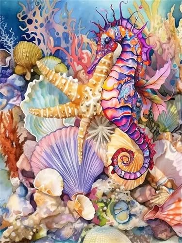 Puzzle Erwachsene 1000 Teile,Seepferdchen Seestern Muschel Puzzle Adults,Puzzles für Erwachsene Lernspiel Herausforderungsspielzeug für Gift Home Decor Framed von Zuooyi