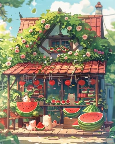 Puzzle Erwachsene 1000 Teile,Sommer-Wassermelonenkatze Puzzle Adults,Puzzles für Erwachsene Lernspiel Herausforderungsspielzeug für Gift Home Decor Frameless Puzzle Erwachsene 1000 Teile,Sommer-Wassermelonenkatze Puzzle Adults,Puzzles für Erwachsene Lernspiel Herausforderungsspielzeug für Gift Home Decor Frameless von Zuooyi