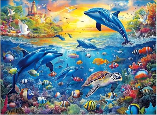 Puzzle Erwachsene 1000 Teile,Unterwasserwelt Möwen Puzzle Adults,Puzzles für Erwachsene Lernspiel Herausforderungsspielzeug für Gift Home Decor Framed von Zuooyi