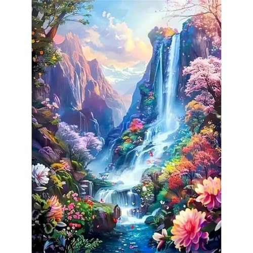 Puzzle Erwachsene 1000 Teile,Wasserfälle Blumen Berge Puzzle Adults,Puzzles für Erwachsene Lernspiel Herausforderungsspielzeug für Gift Home Decor Frameless von Zuooyi