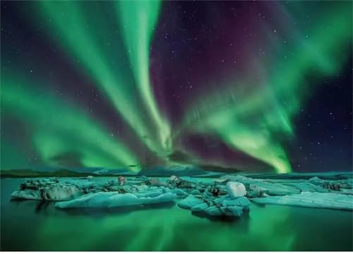 Puzzle Erwachsene 120 Teile,Aurora Borealis-Gletscher Puzzle Adults,Puzzles für Erwachsene Lernspiel Herausforderungsspielzeug für Gift Home Decor Frameless von Zuooyi