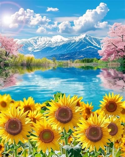 Puzzle Erwachsene 120 Teile,Berge Sonnenblumensee Puzzle Adults,Puzzles für Erwachsene Lernspiel Herausforderungsspielzeug für Gift Home Decor Frameless von Zuooyi