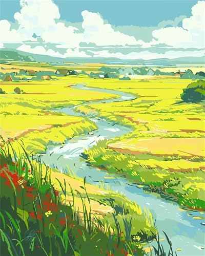 Puzzle Erwachsene 120 Teile,Kleiner Bach in einem Feld Puzzle Adults,Puzzles für Erwachsene Lernspiel Herausforderungsspielzeug für Gift Home Decor Framed von Zuooyi