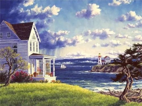 Puzzle Erwachsene 120 Teile,Leuchtturm am Meer Puzzle Adults,Puzzles für Erwachsene Lernspiel Herausforderungsspielzeug für Gift Home Decor Framed von Zuooyi