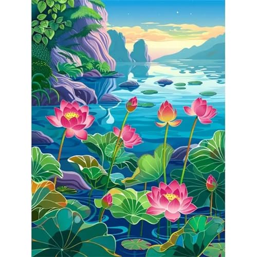 Puzzle Erwachsene 120 Teile,Lotus Pond Berg Puzzle Adults,Puzzles für Erwachsene Lernspiel Herausforderungsspielzeug für Gift Home Decor Framed von Zuooyi