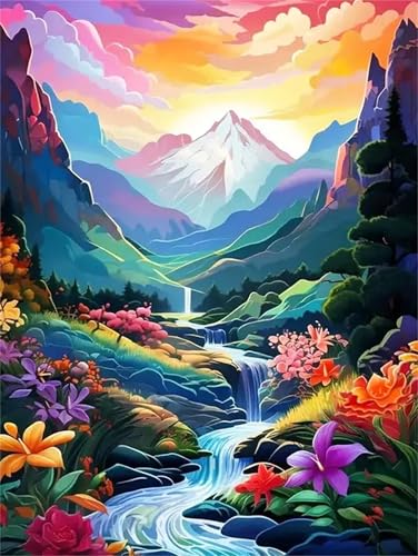 Puzzle Erwachsene 120 Teile,Wildblume Fluss Berg Puzzle Adults,Puzzles für Erwachsene Lernspiel Herausforderungsspielzeug für Gift Home Decor Framed von Zuooyi