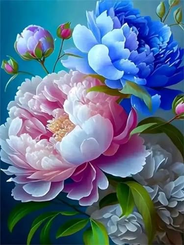 Puzzle Erwachsene 1200 Teile,Blaue und rosa Pfingstrosen Puzzle Adults,Puzzles für Erwachsene Lernspiel Herausforderungsspielzeug für Gift Home Decor Framed von Zuooyi