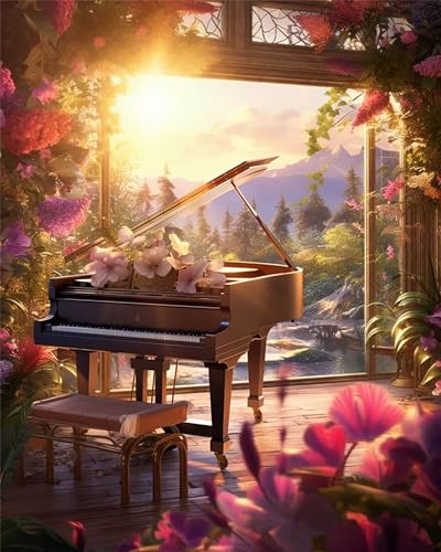 Puzzle Erwachsene 1200 Teile,Klavierfensterblumen Puzzle Adults,Puzzles für Erwachsene Lernspiel Herausforderungsspielzeug für Gift Home Decor Framed von Zuooyi