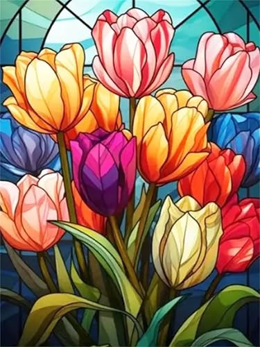 Puzzle Erwachsene 200 Teile,Glastulpen Puzzle Adults,Puzzles für Erwachsene Lernspiel Herausforderungsspielzeug für Gift Home Decor Frameless von Zuooyi