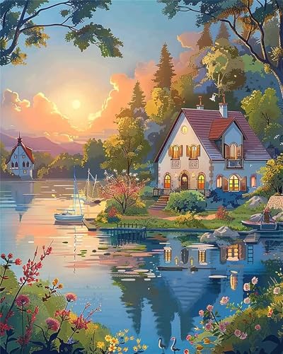 Puzzle Erwachsene 200 Teile,Haus am See Puzzle Adults,Puzzles für Erwachsene Lernspiel Herausforderungsspielzeug für Gift Home Decor Frameless von Zuooyi