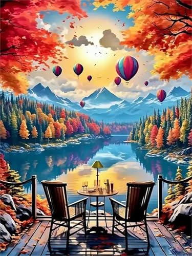 Puzzle Erwachsene 300 Teile,Bergballon am Seeufer Puzzle Adults,Puzzles für Erwachsene Lernspiel Herausforderungsspielzeug für Gift Home Decor Frameless von Zuooyi