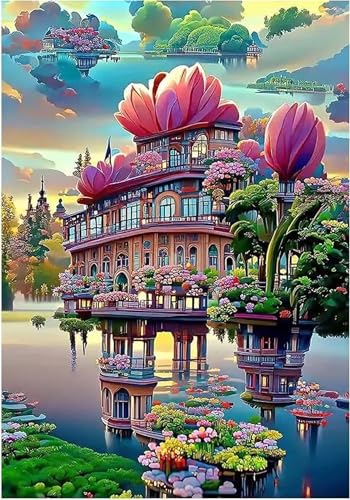 Puzzle Erwachsene 300 Teile,Blumenschloss Puzzle Adults,Puzzles für Erwachsene Lernspiel Herausforderungsspielzeug für Gift Home Decor Frameless von Zuooyi