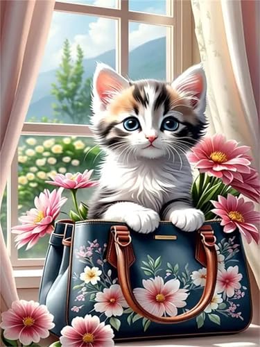 Puzzle Erwachsene 300 Teile,Katzentasche Puzzle Adults,Puzzles für Erwachsene Lernspiel Herausforderungsspielzeug für Gift Home Decor Framed von Zuooyi