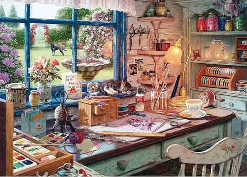 Puzzle Erwachsene 300 Teile,Katzenzeichnung Puzzle Adults,Puzzles für Erwachsene Lernspiel Herausforderungsspielzeug für Gift Home Decor Frameless von Zuooyi