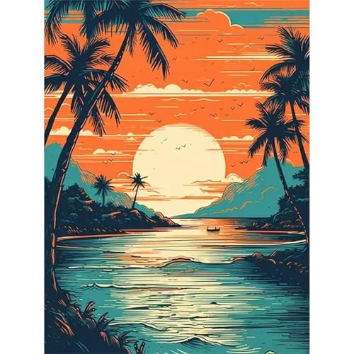 Puzzle Erwachsene 300 Teile,Kokosnussbaum-Sonnenuntergang Puzzle Adults,Puzzles für Erwachsene Lernspiel Herausforderungsspielzeug für Gift Home Decor Frameless von Zuooyi